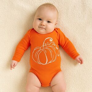 NWT Newborn Dot & Zazz 6-9 M Orange Sketchy Pumpkin Long  Sleeved 1-Piece Carrot